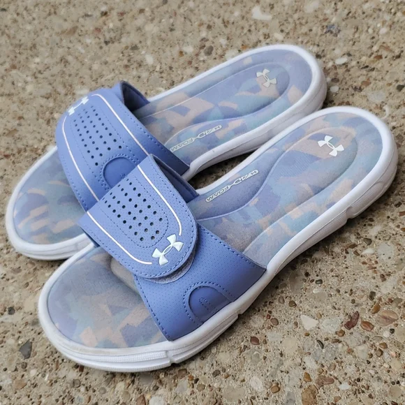Vintage Under Armour Slides 4D Foam blue and white Under Armour Blue Slide Sandals for Men for sale | eBay main image 4